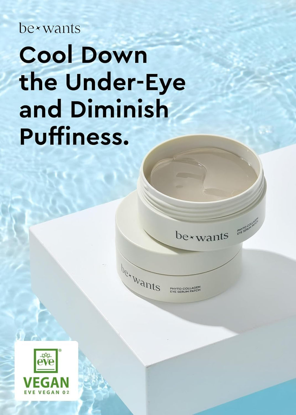 BE+WANTS hydrogel patches adhere firmly for comfortable wear and targeted hydration.