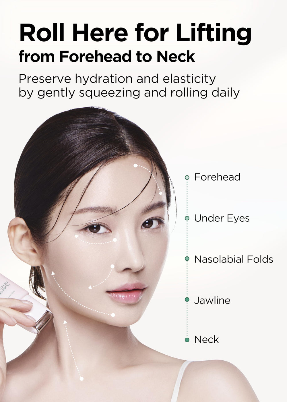 BE+WANTS triple hyaluronic acid hydration nourishes neck skin.