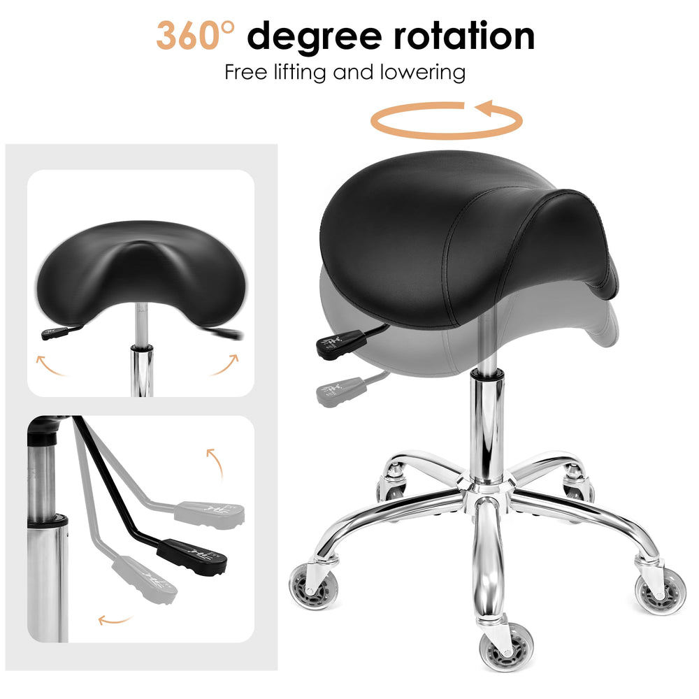 BEWISHOME saddle stool black finish complements professional spaces