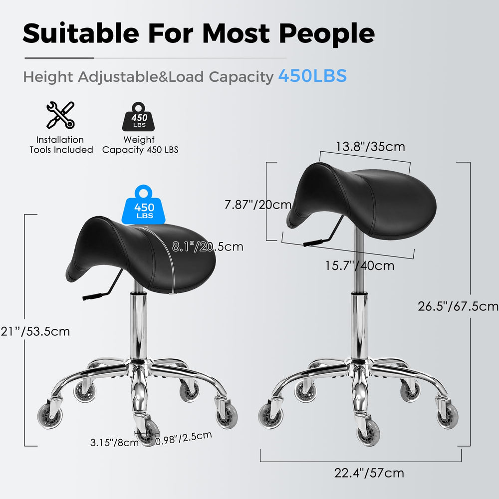 BEWISHOME saddle stool swivel wheels enable smooth, quiet mobility