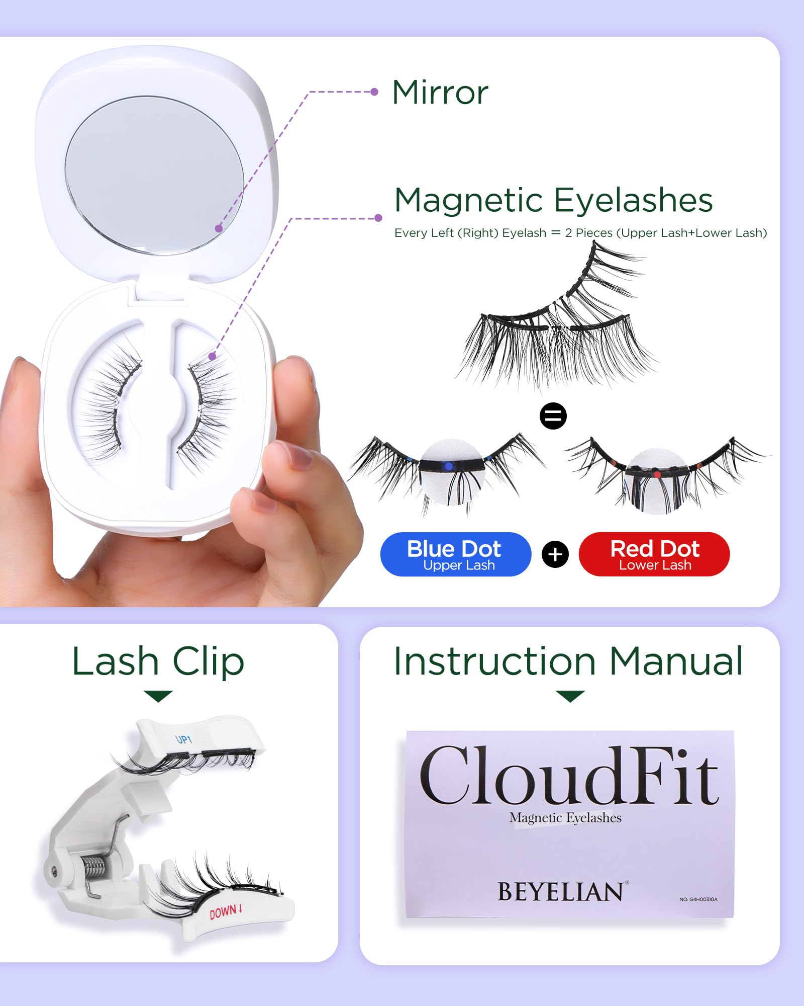 BEYELIAN applicator tool shown for precise glue-free lash application
