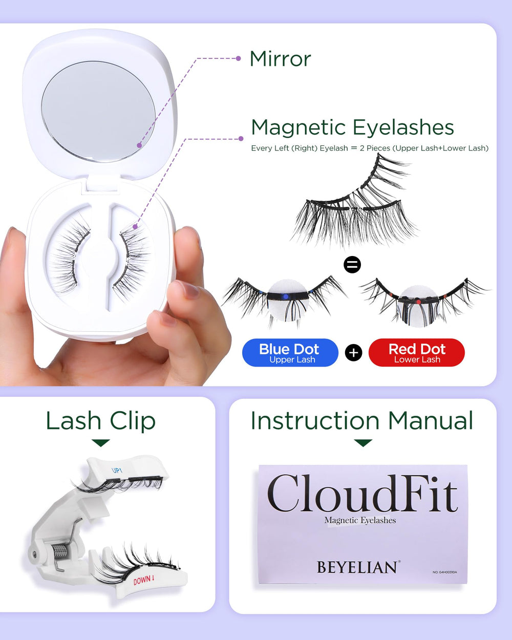 BEYELIAN applicator tool shown for precise glue-free lash application
