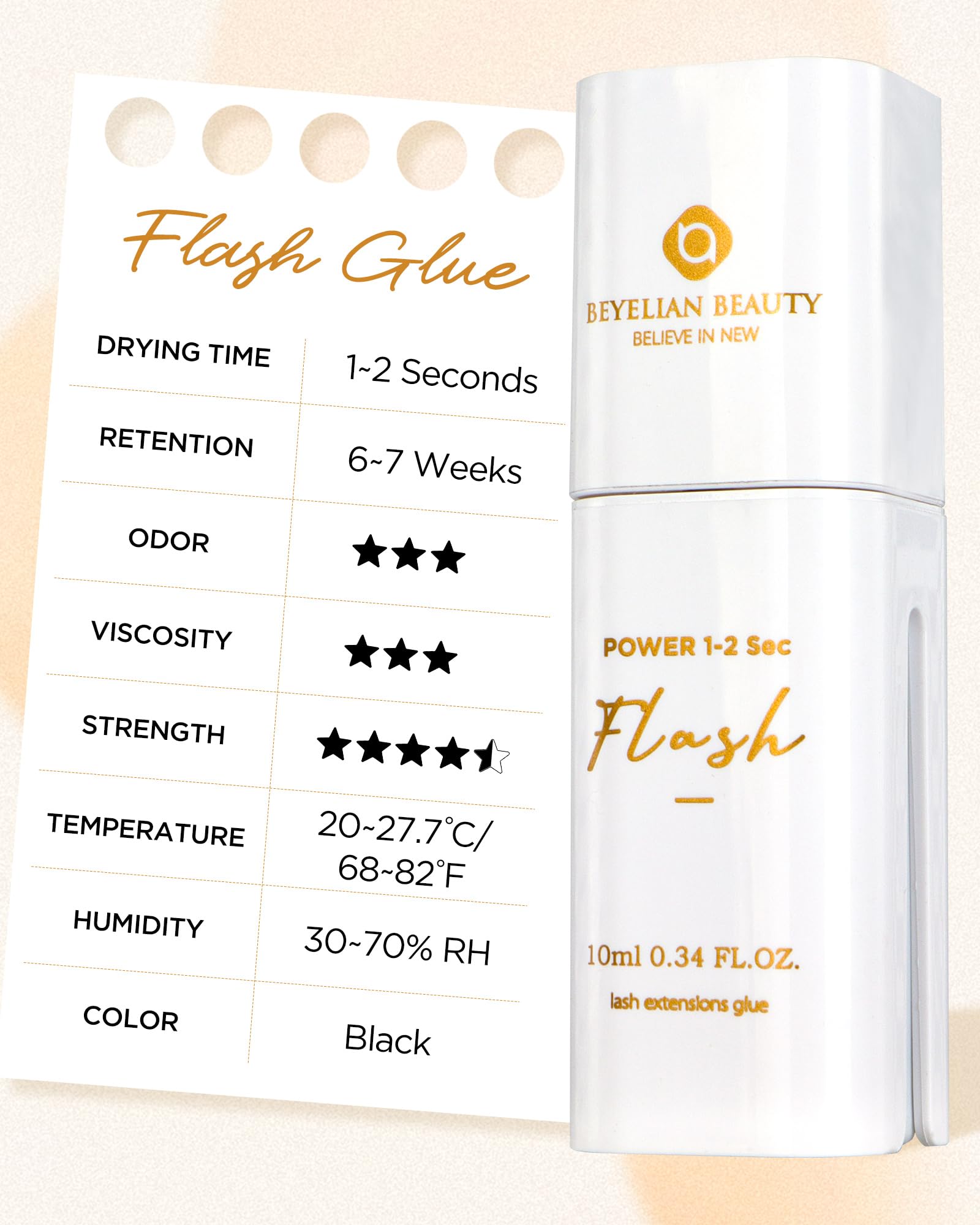 BEYELIAN classic-and-volume-friendly glue suits both lash looks for versatility.