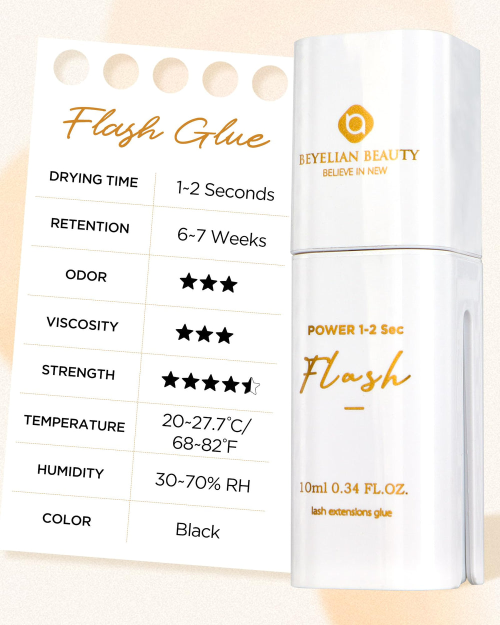 BEYELIAN classic-and-volume-friendly glue suits both lash looks for versatility.