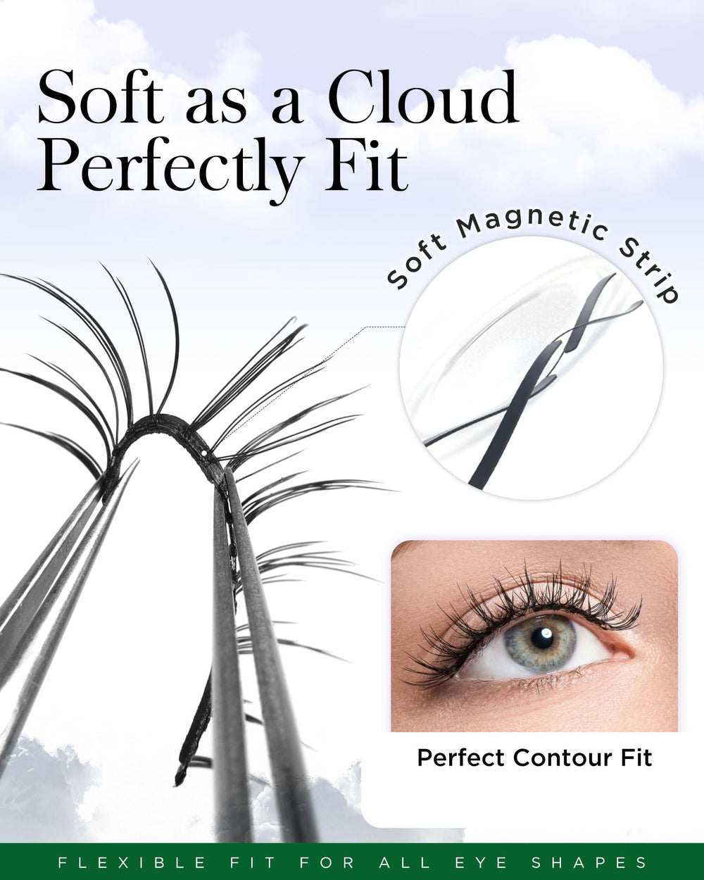 BEYELIAN flexible lash-band design showcasing natural fit
