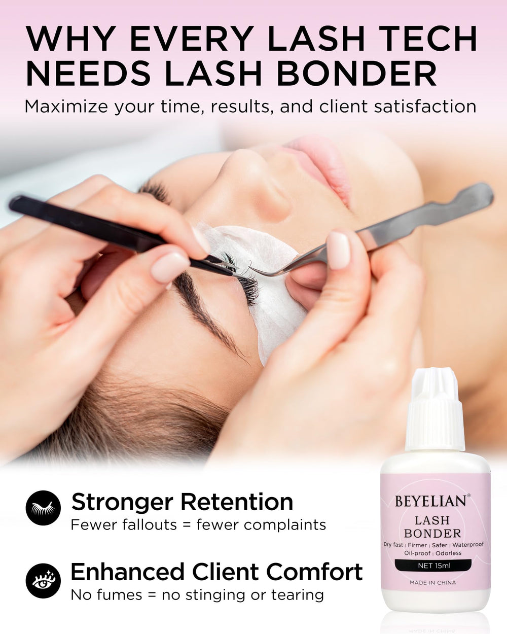 BEYELIAN Lash Bonder professional-use label signals salon-grade quality