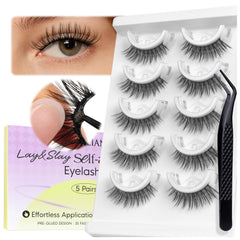 BEYELIAN self-adhesive eyelashes close-up showing pre-glued band for instant wear