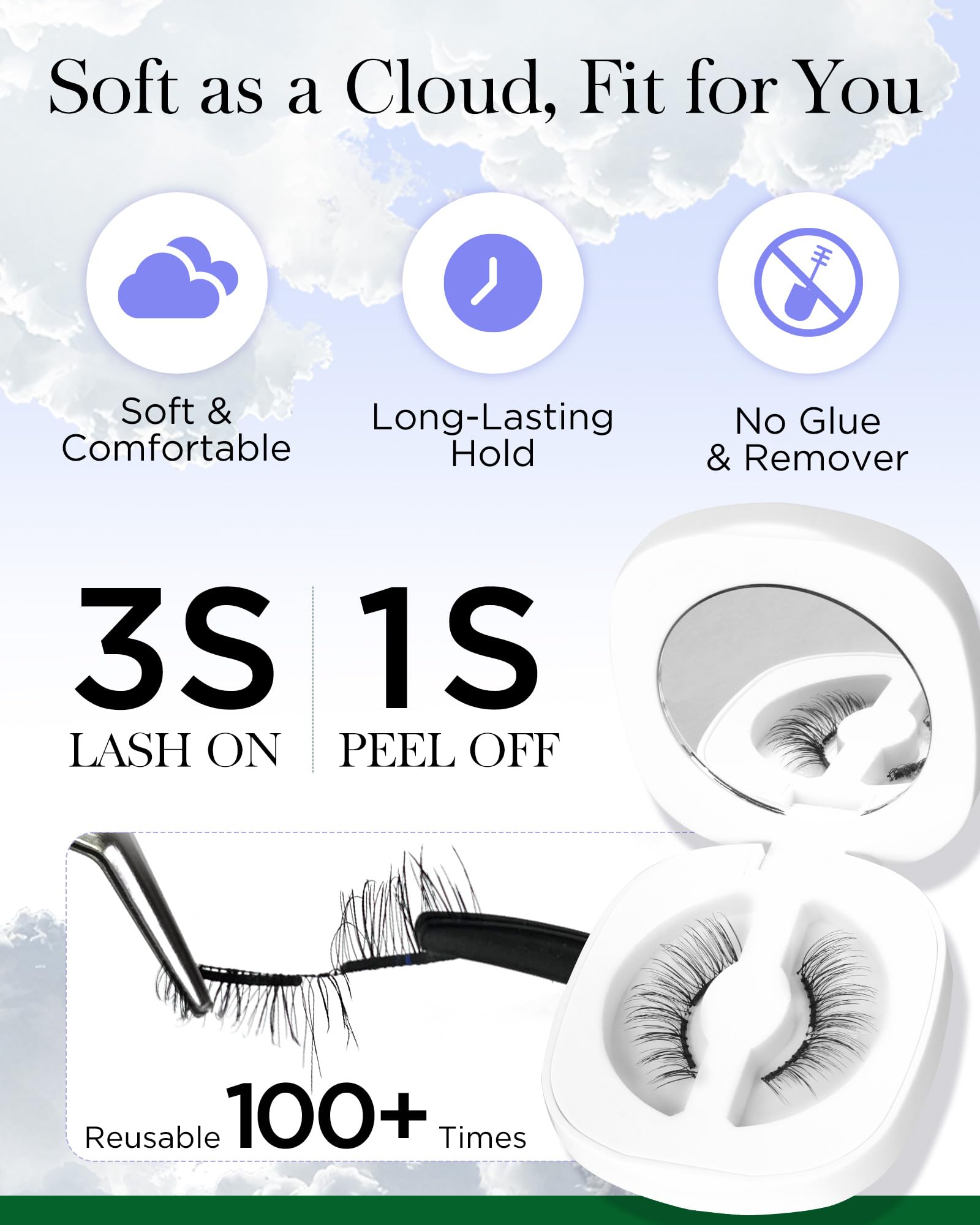 BEYELIAN soft magnetic strip close-up highlighting comfortable lash base