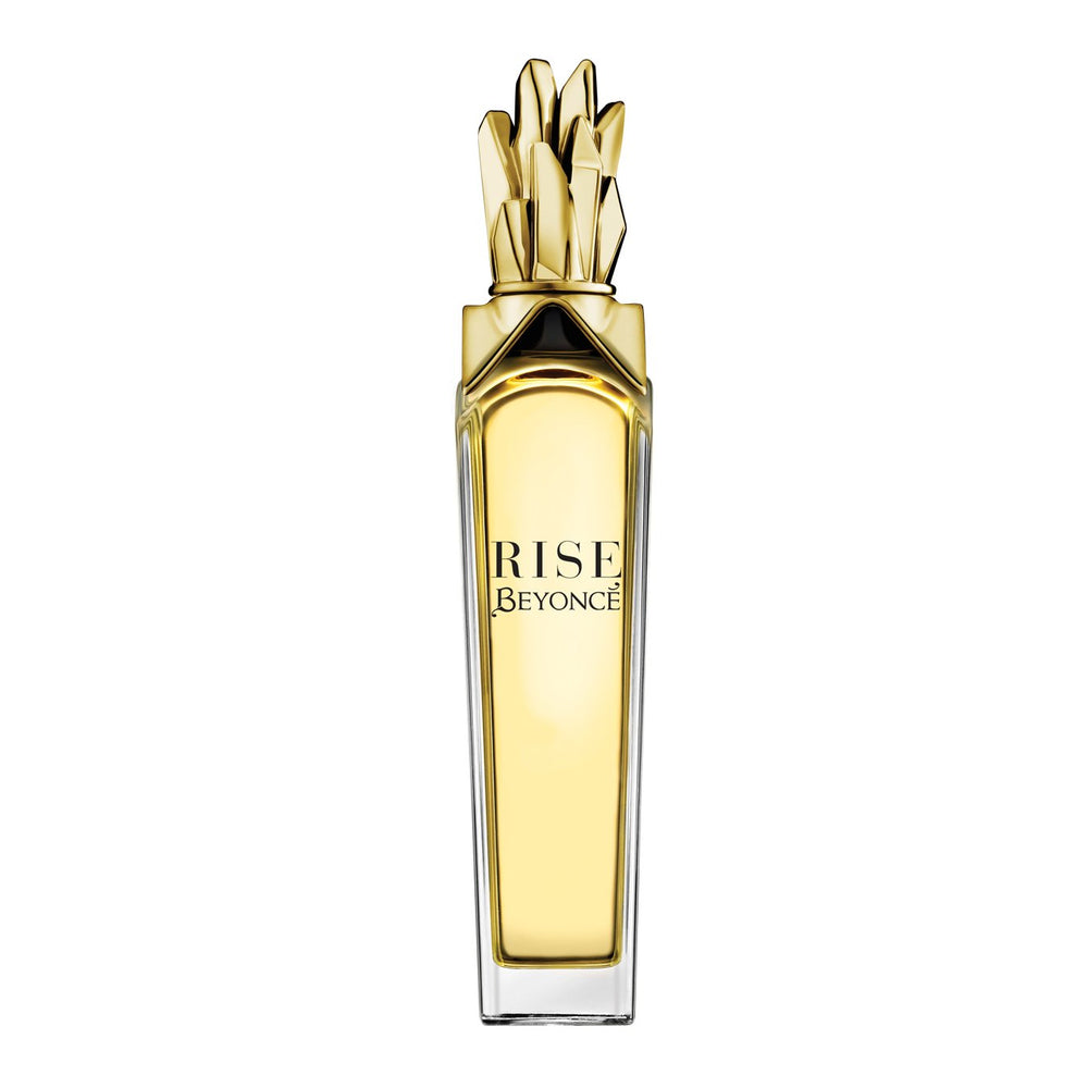 Beyoncé Rise bottle front showcases premium glass and gold accents for everyday luxury