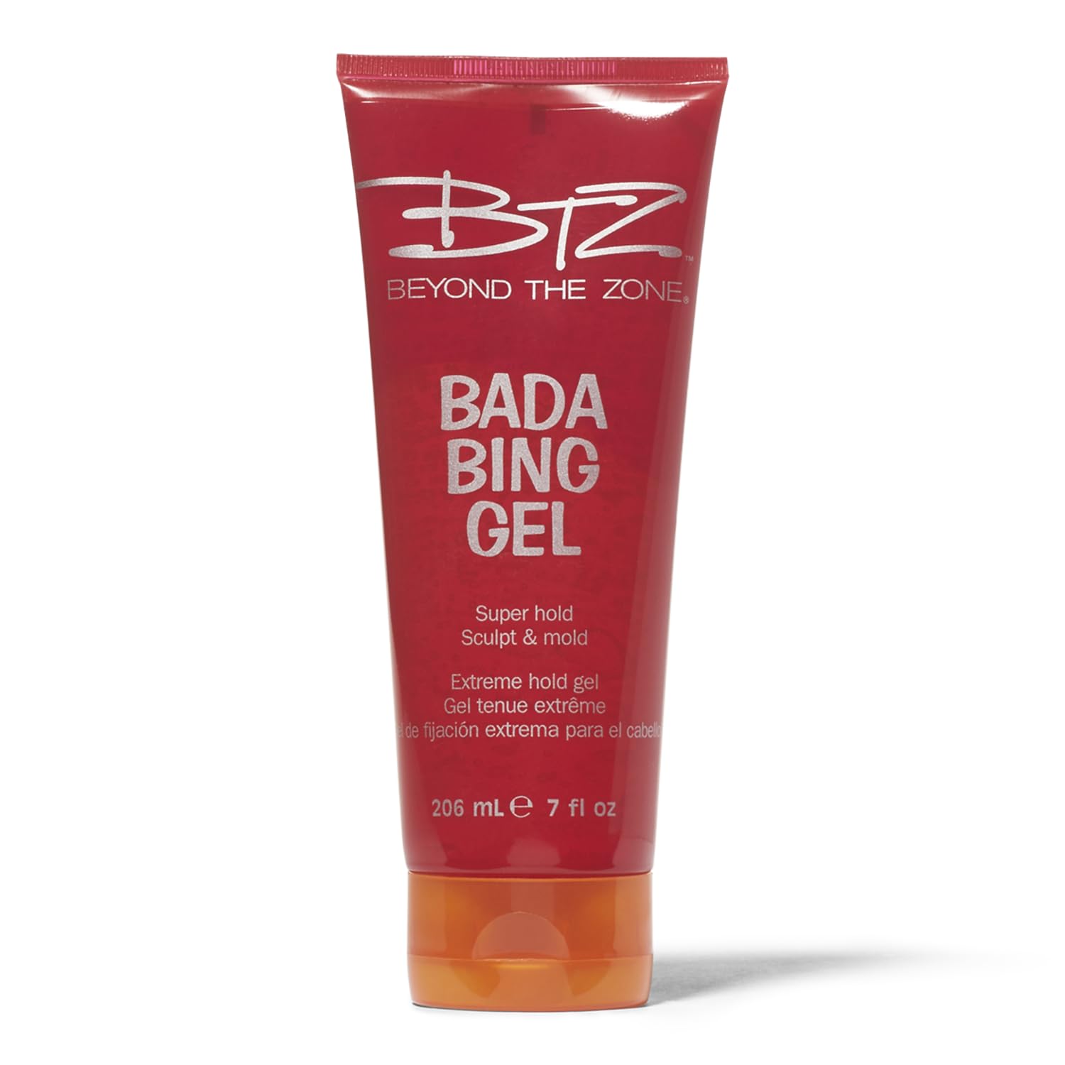 Beyond the Zone Bada Bing Extreme Hold Gel bottle pour showing long-lasting hold and sleek shine.