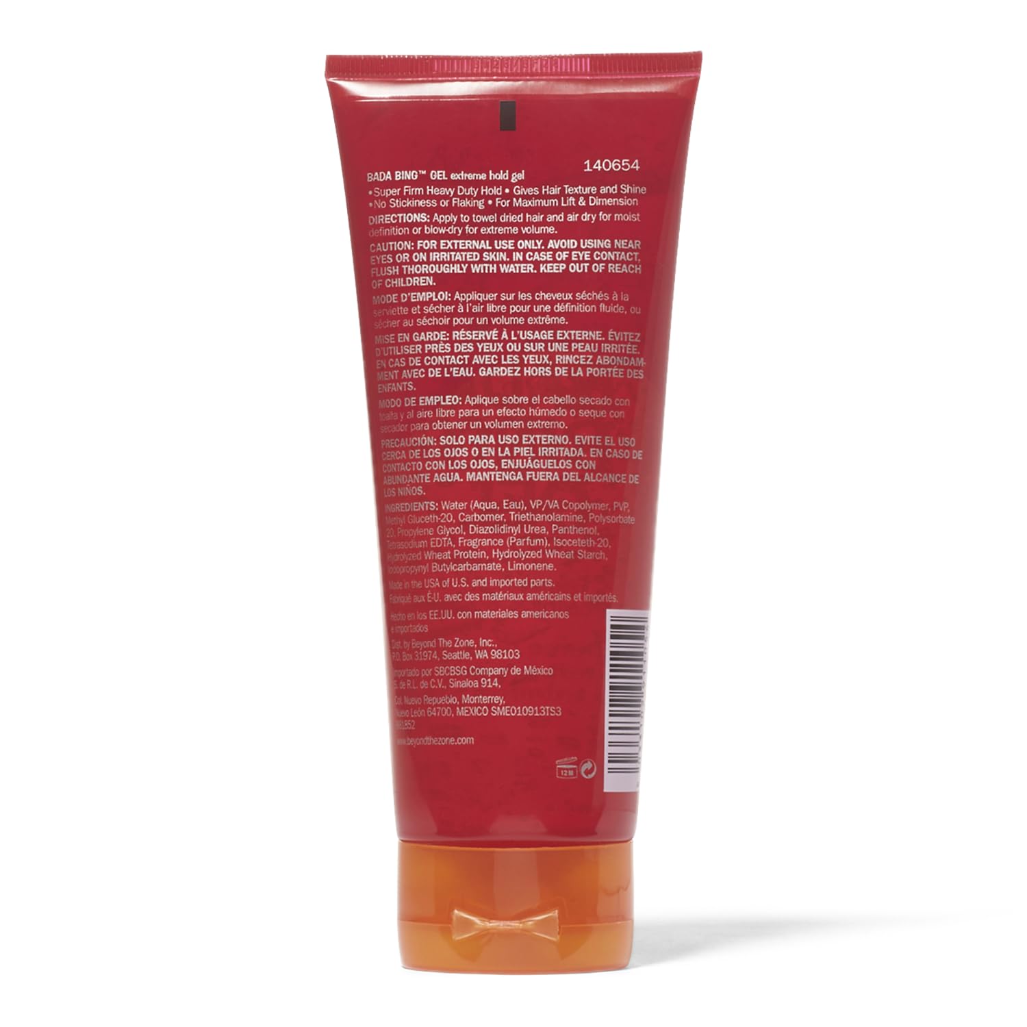 Beyond the Zone Bada Bing Extreme Hold Gel hair-styling shot highlighting all-day texture and clean finish.
