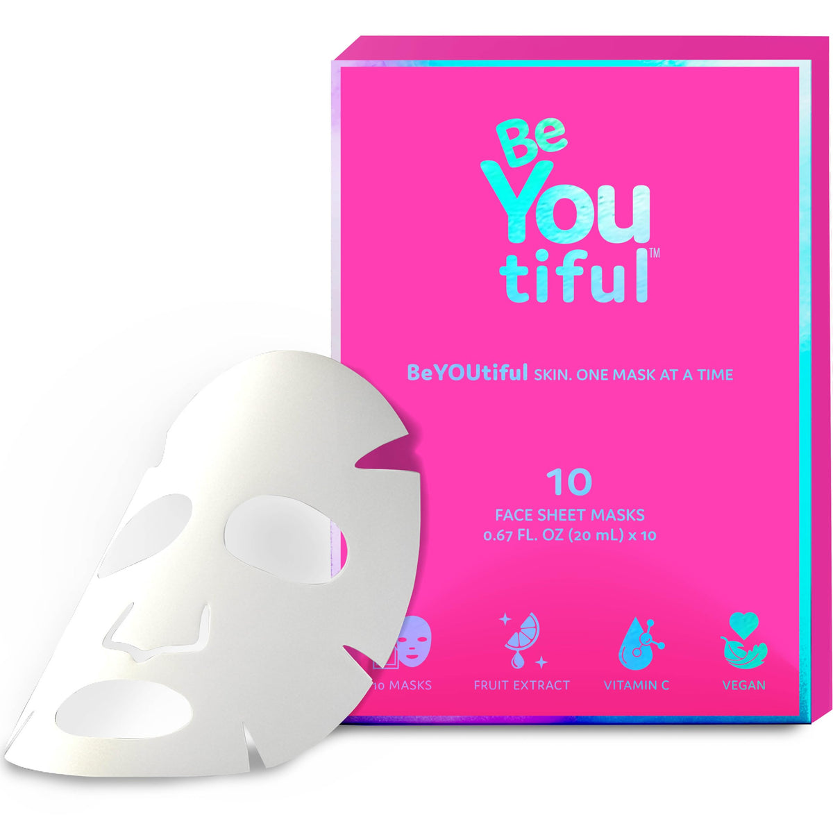 BeYoutiful 10-face-mask gift set box, perfect for sharing during sleepovers or spa nights.