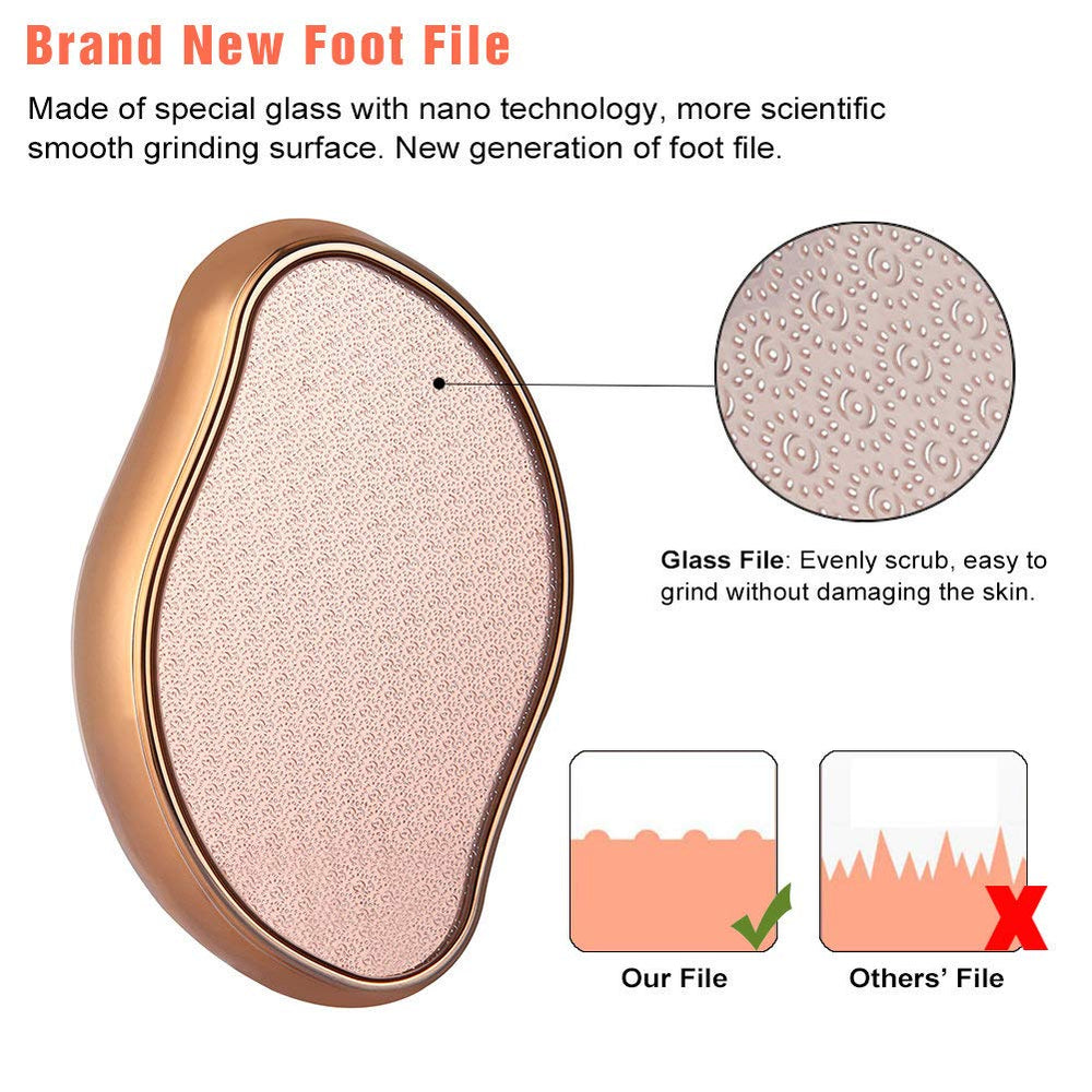 BEZOX Glass Foot File etched-glass-detail delivers precise, gentle abrasion to callused skin.