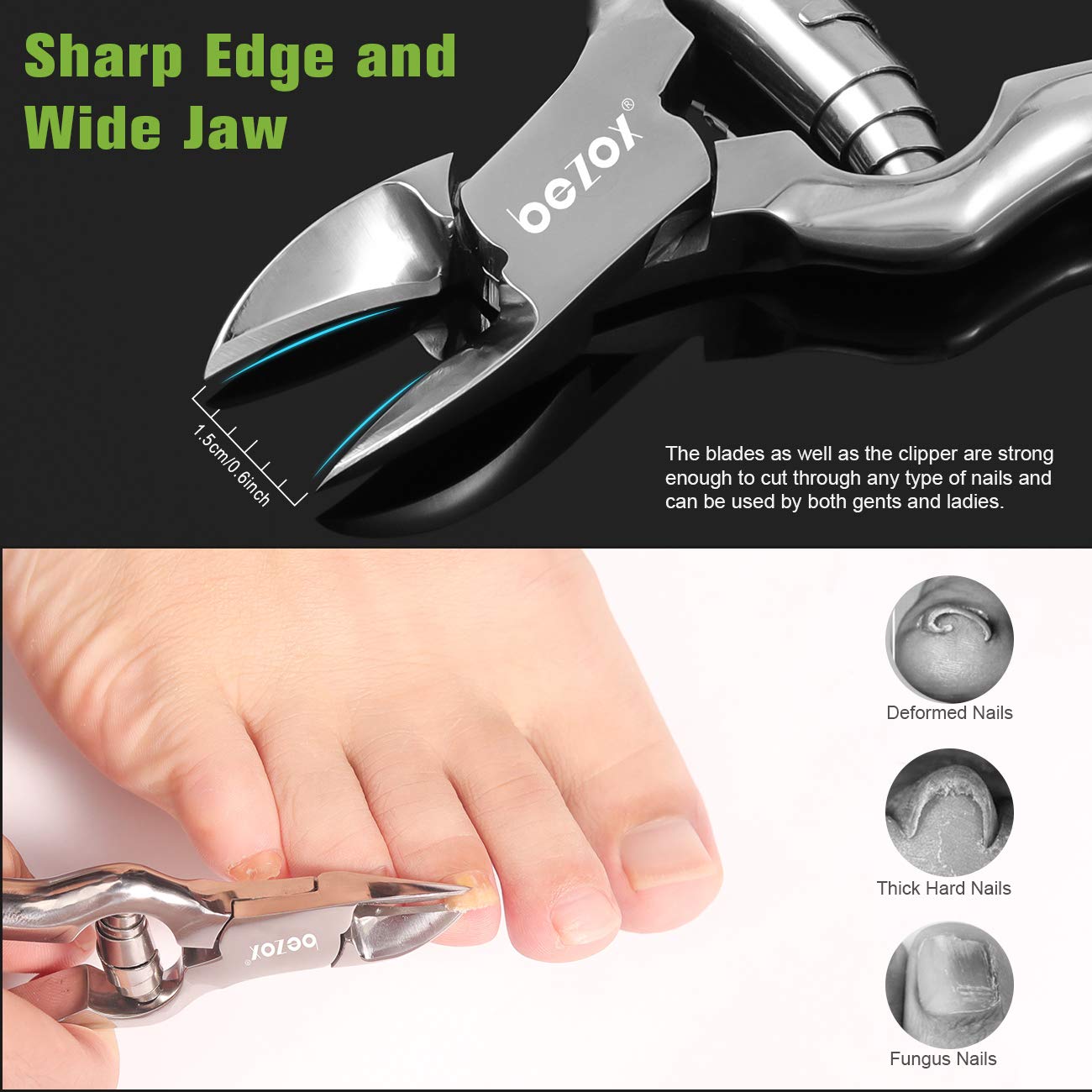 BEZOX ingrown-nails tool highlights locking mechanism for safety during use