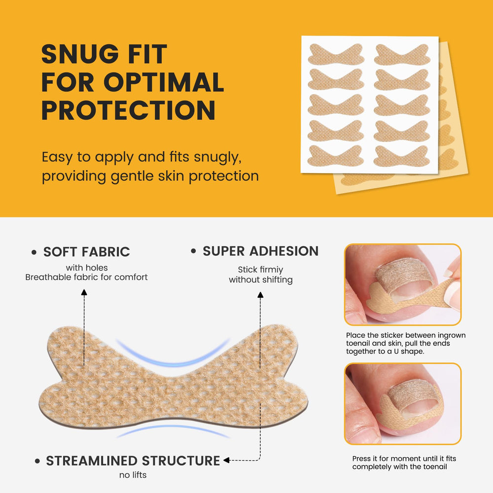 BEZOX ingrown toenail stickers closeup adhesive demonstrates reliable grip for all-day wear