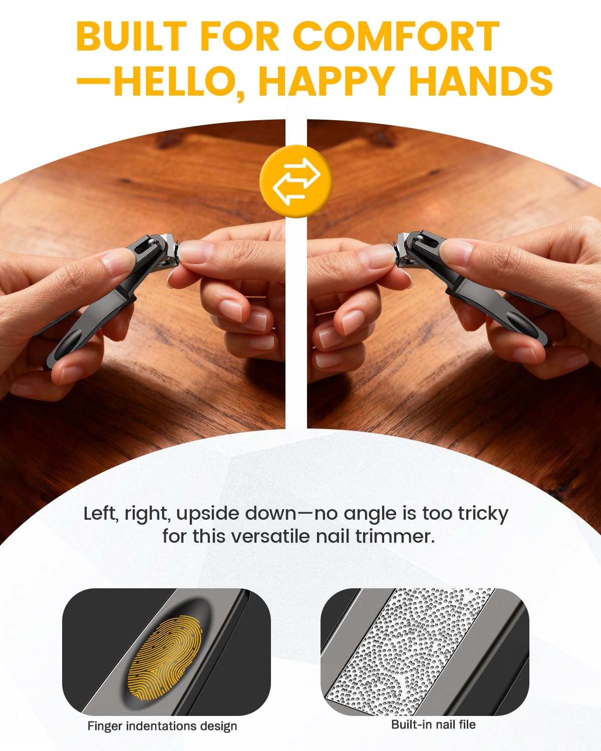 BEZOX nail clippers close-up highlights sharp straight blades for clean edges.