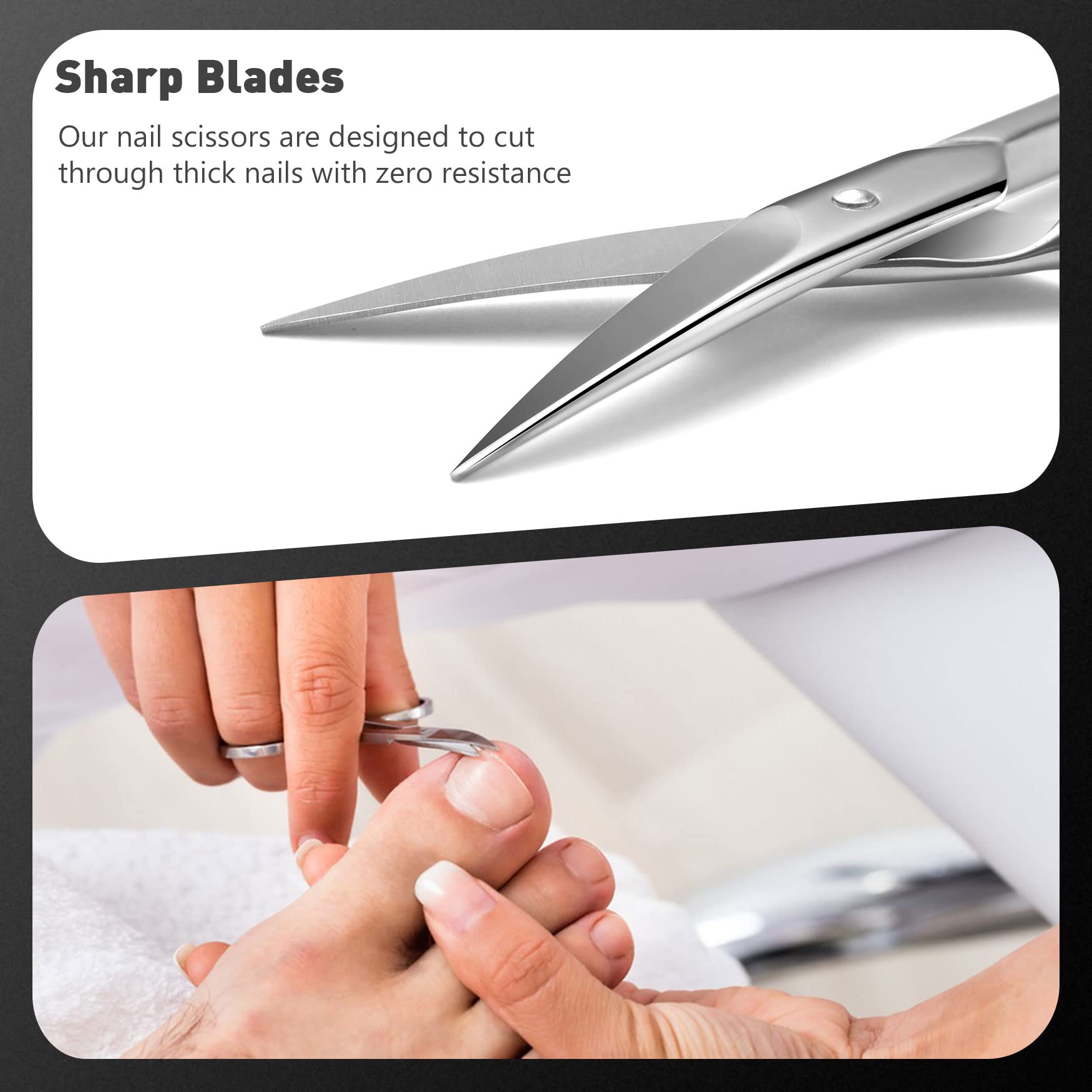 BEZOX nail scissors curved edge trimming around nail beds safely.