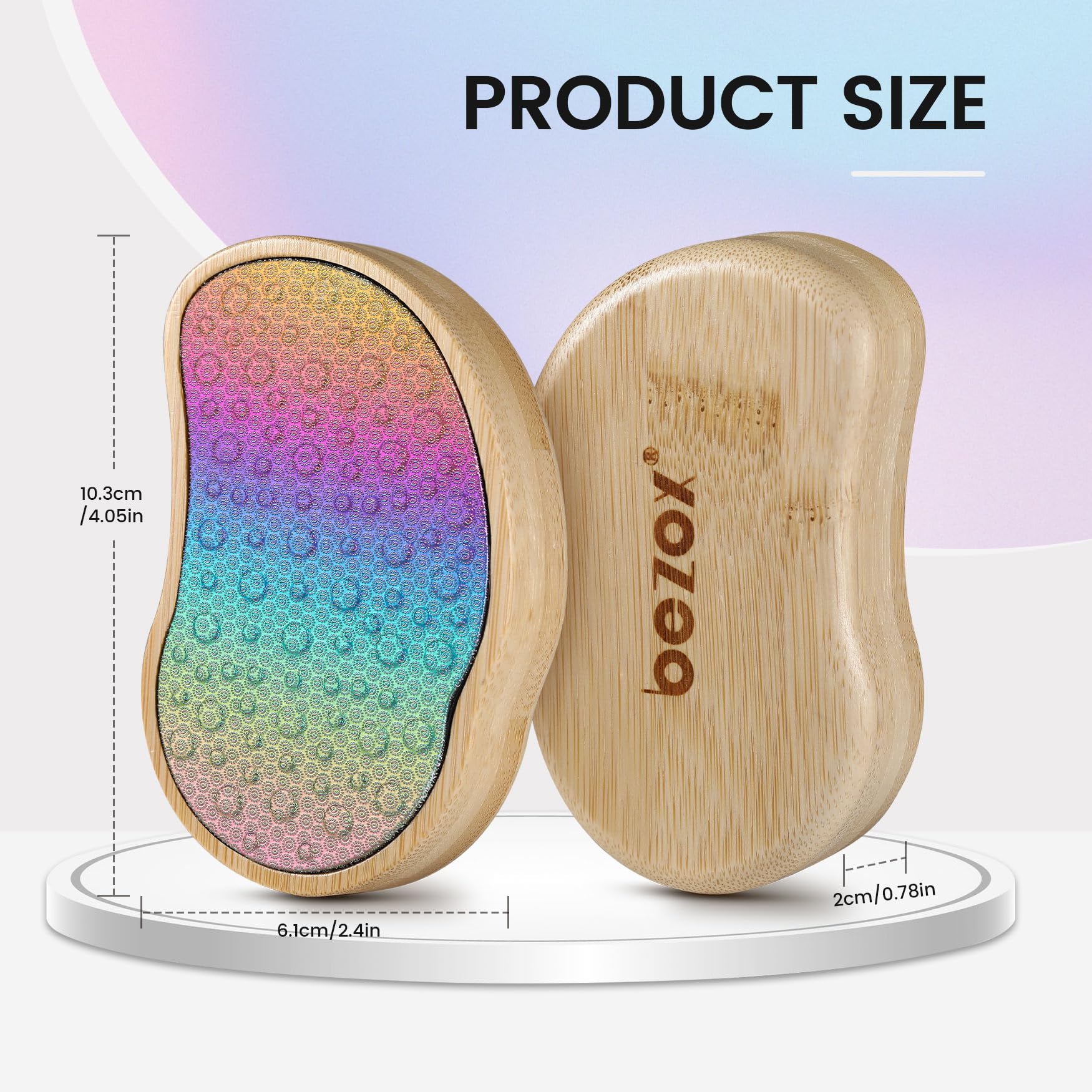 BEZOX Rainbow Foot File beside pumice stone for gentle exfoliation options.