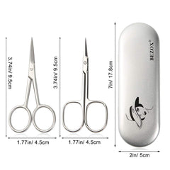 BEZOX small scissors curved blade close-up ideal for shaping eyebrows and lashes.