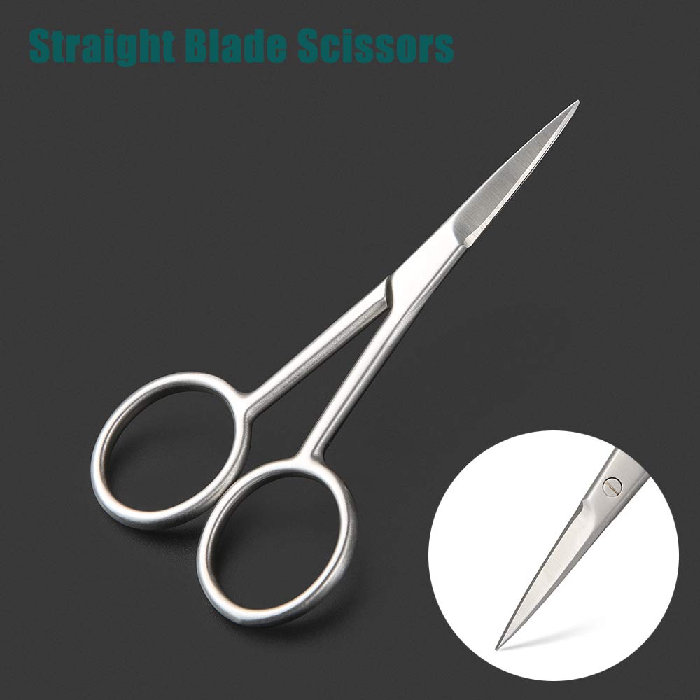 BEZOX small scissors eyebrow trimming use close-up demonstrates curved blade precision.