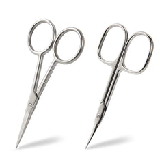 BEZOX small scissors straight blade close-up for precise beard trimming and grooming.