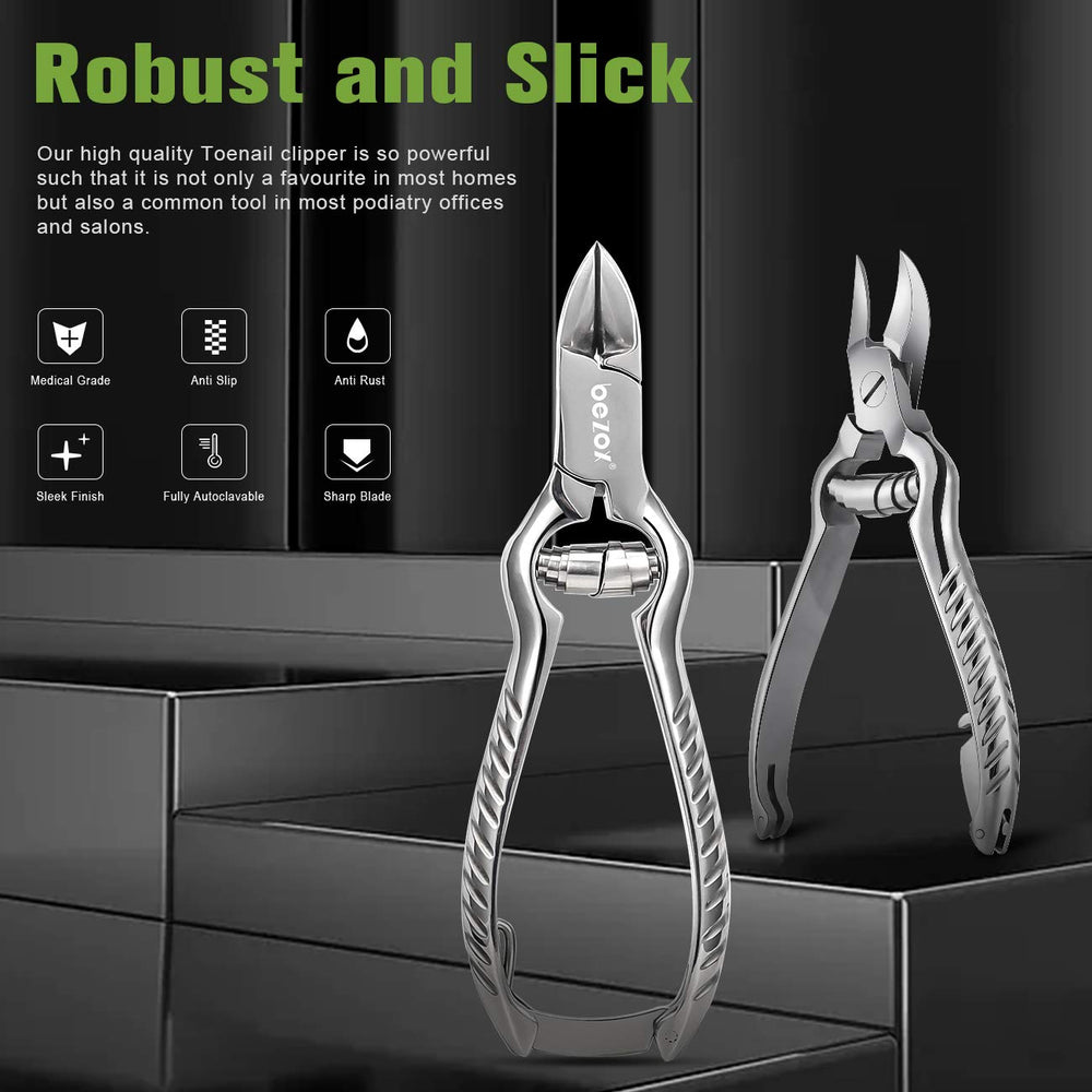 BEZOX toenail clippers close-up blade showing sharp precision for thick nails