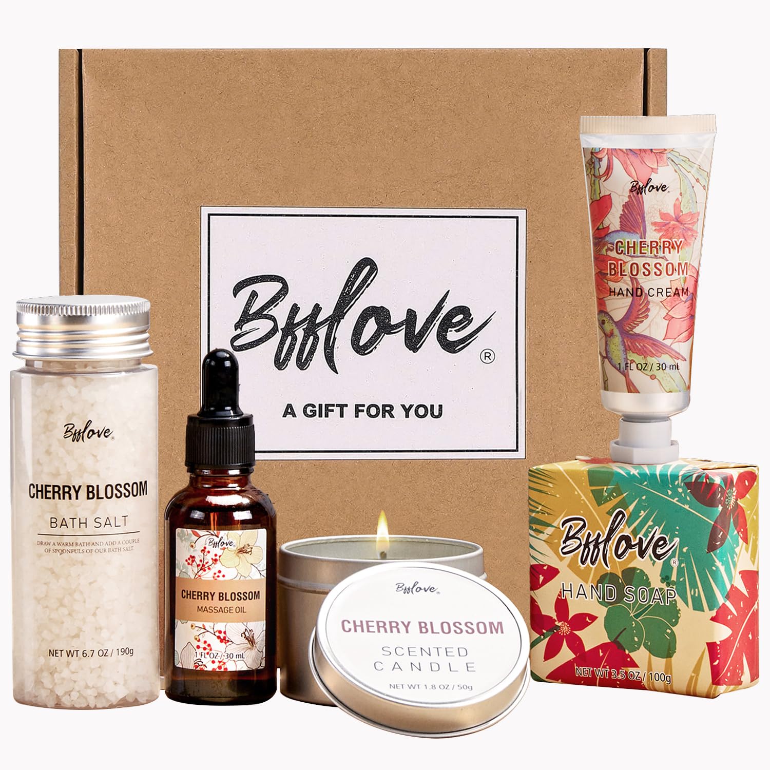BFFLOVE Cherry Blossom Spa Set massage oil for relaxing self-care ritual