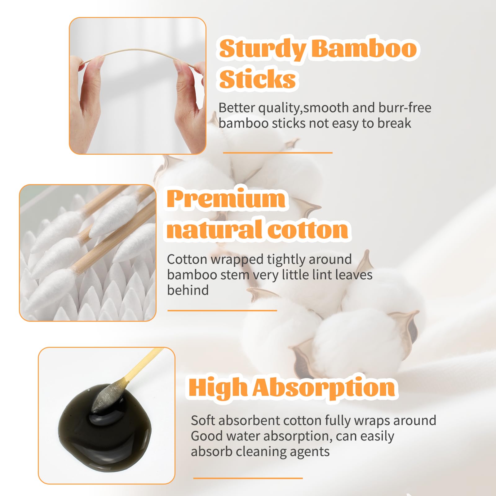 BFHKXW bamboo-shaft precision swab offers durable, break-resistance cleaning control.