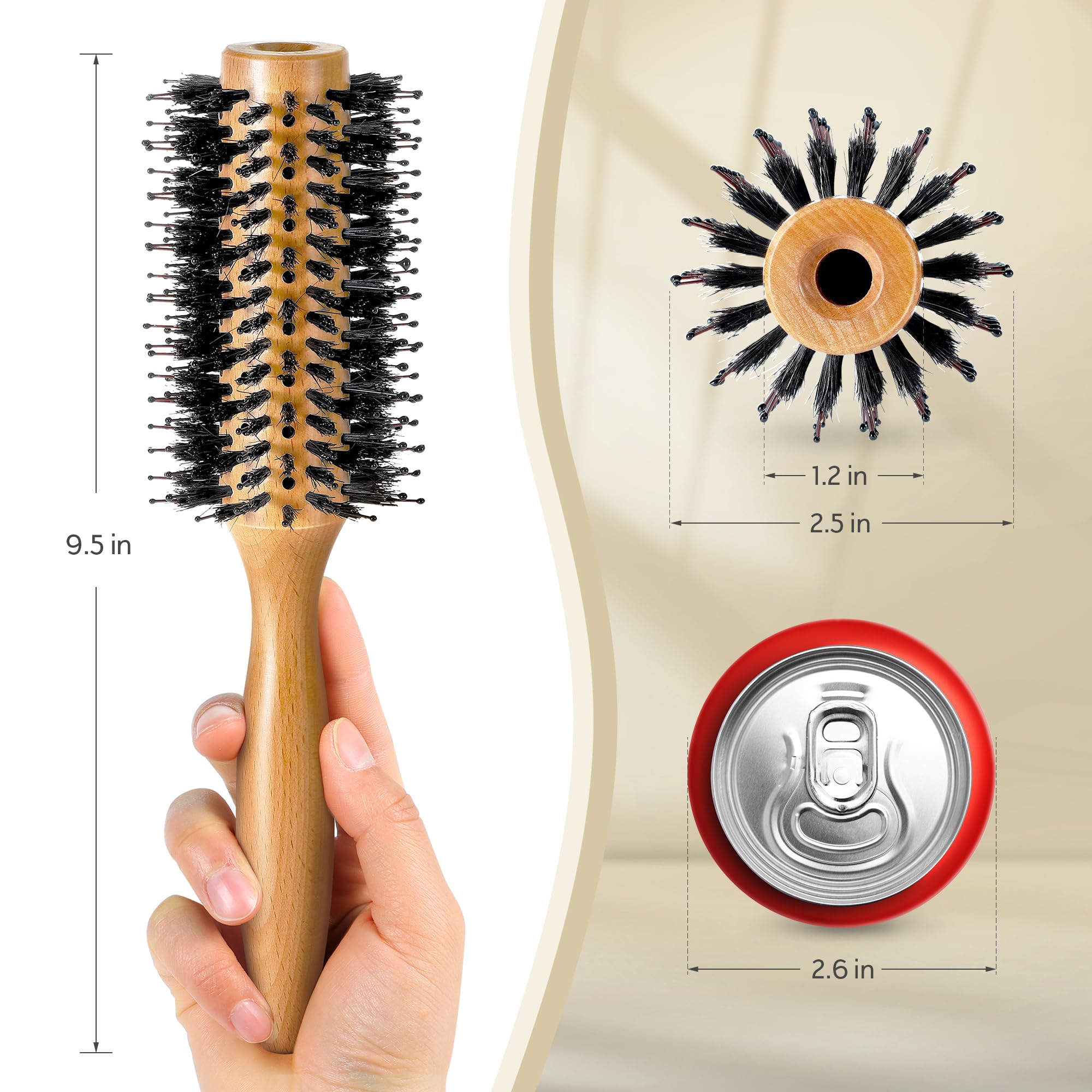 BFWood ergonomic wooden handle reduces fatigue for extended brushing and styling.