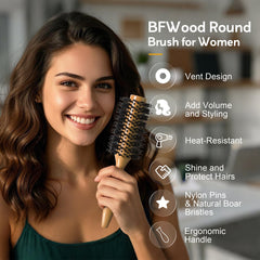 BFWood natural beechwood handle provides durable grip for comfortable long styling sessions.