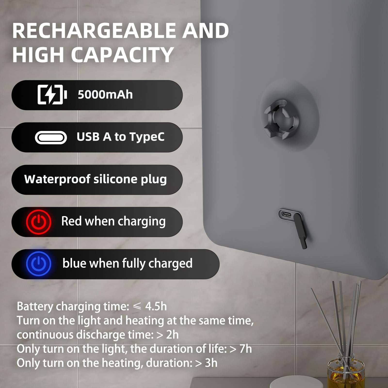 BGick temperature measurement display helps monitor heat levels while using the mirror.