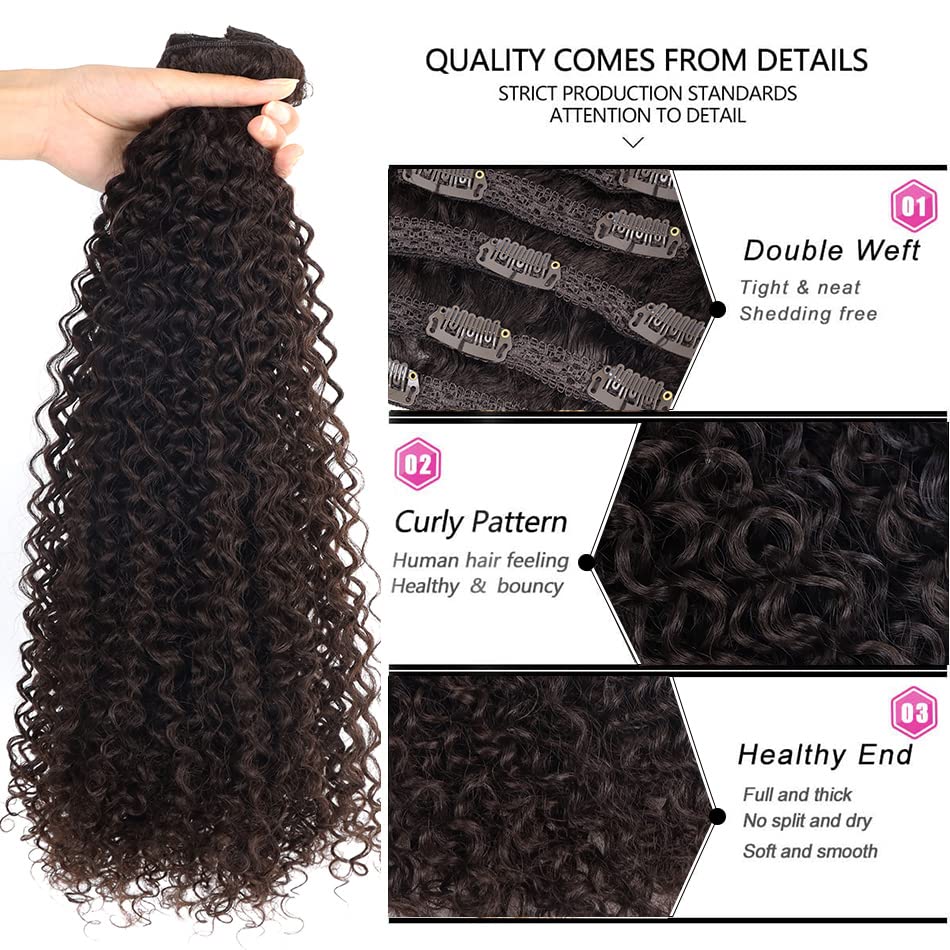 BHF 26 inch kinky curly clip-in extension with double weft for lasting fullness.