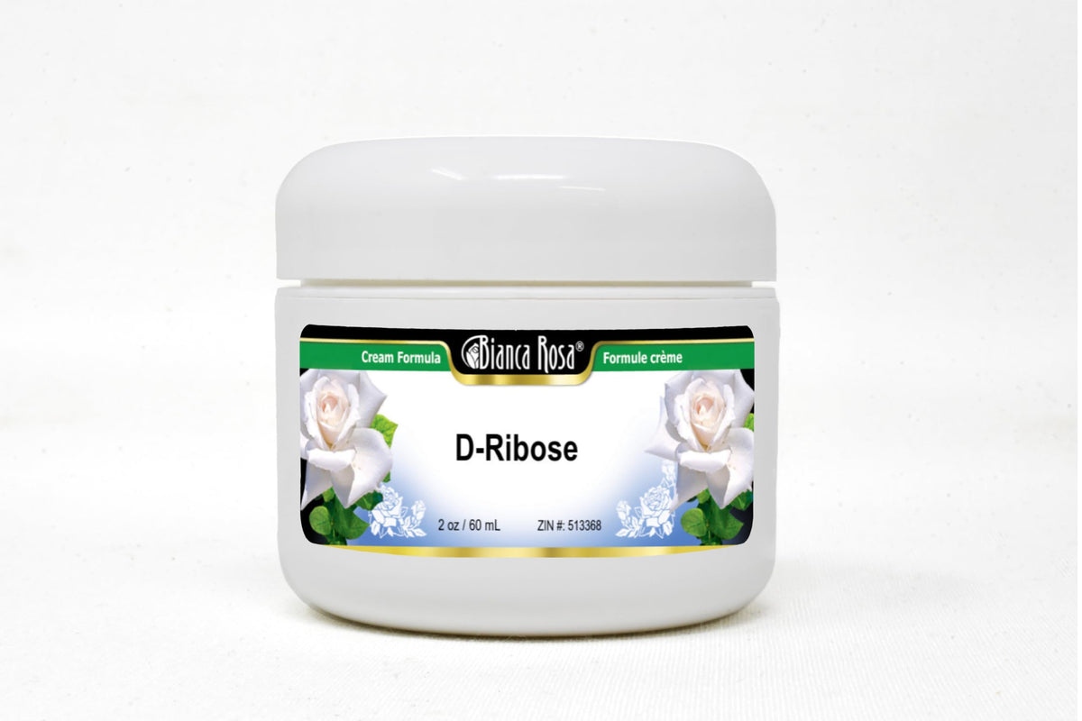 Bianca Rosa D-Ribose Cream jar label close-up for gentle hydration and skin comfort.