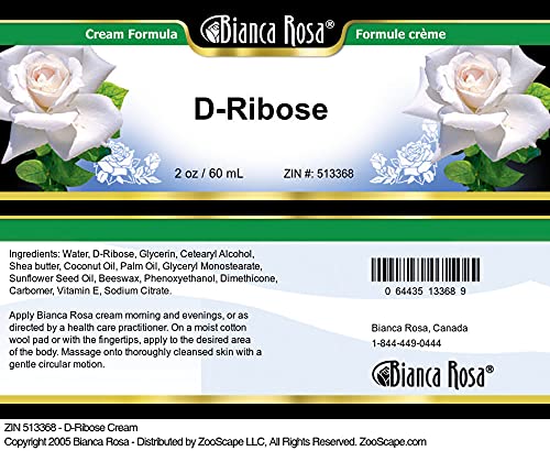 Bianca Rosa D-Ribose Cream packaging on shelf highlighting compact 2 oz size.