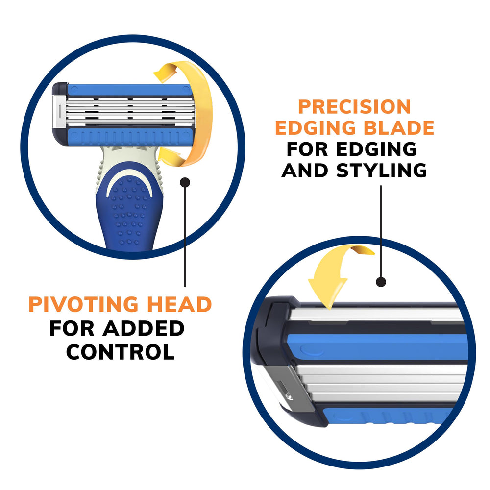 BIC EasyRinse back-edge precision blade reaching hard-to-shave areas