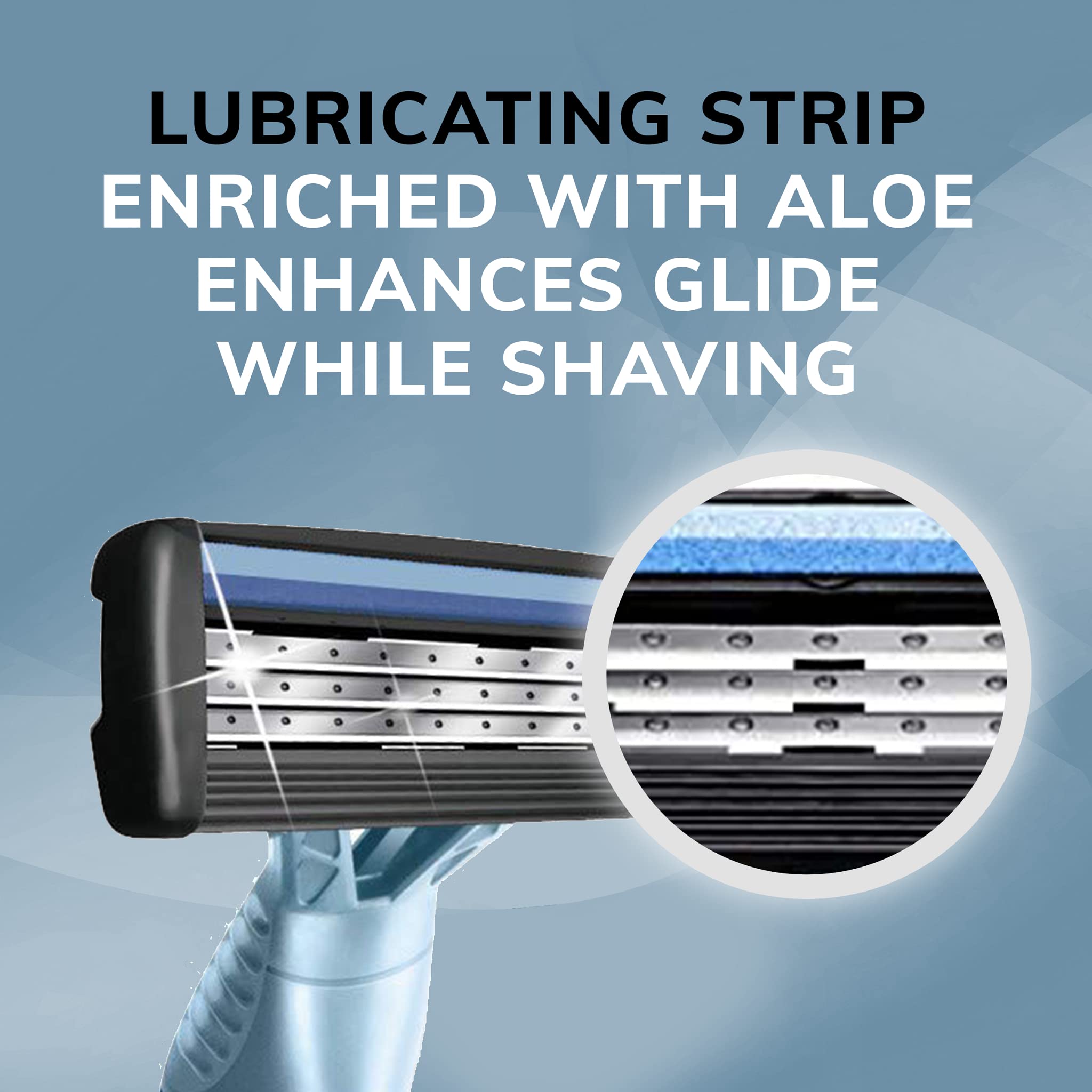 BIC Flex 3 Titanium razor pivoting head follows skin contours for easy shaping.
