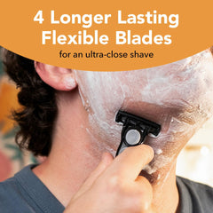 BIC Flex 4 pivoting head follows facial contours for even contact.