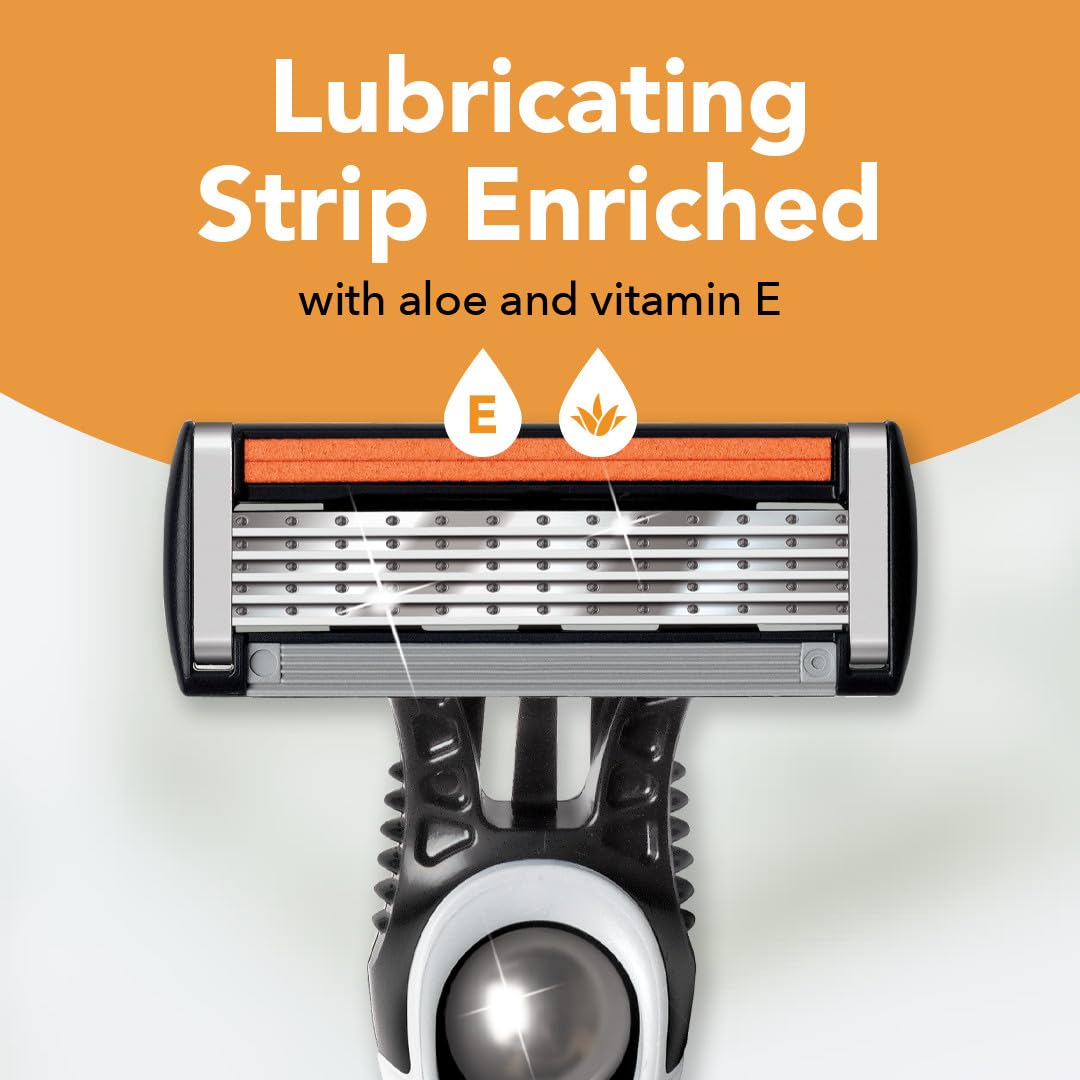 BIC Flex 5 Sensitive lubricating strip close-up emphasizing glide and comfort.