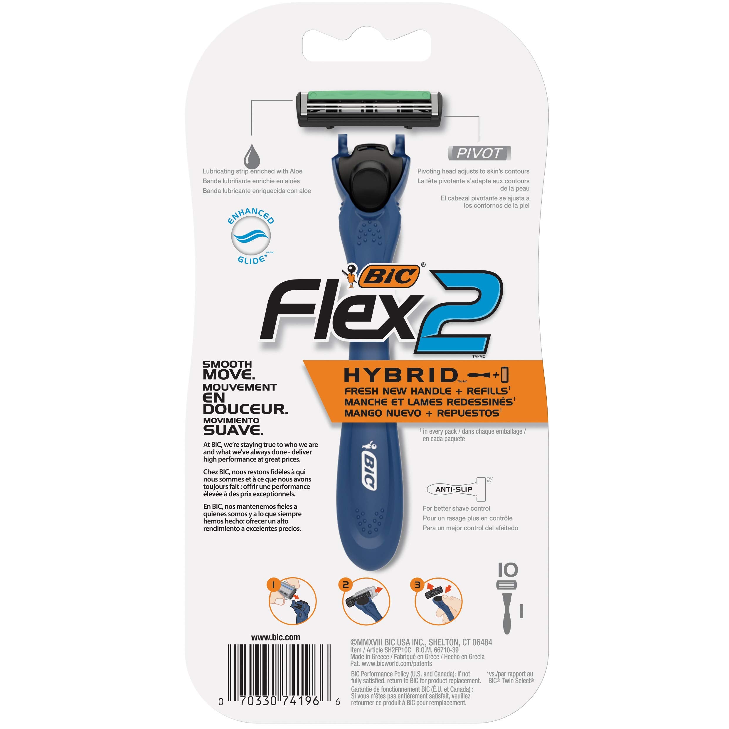 BIC Flex2 Hybrid pack of 10 cartridges demonstrates value and convenience for busy routines.