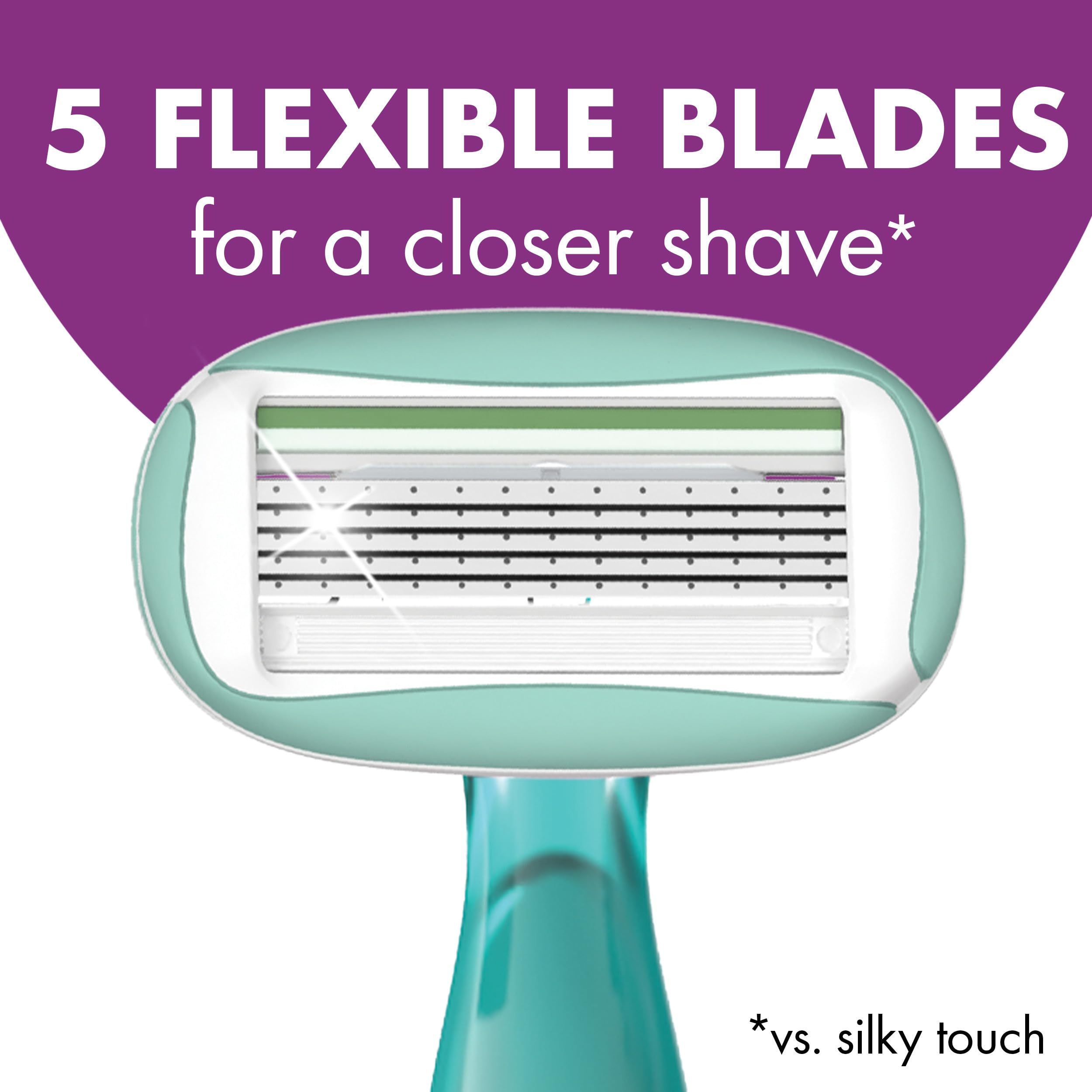 BIC Soleil 5 Sensitive razor five blades close-up contouring to curves for a smooth shave