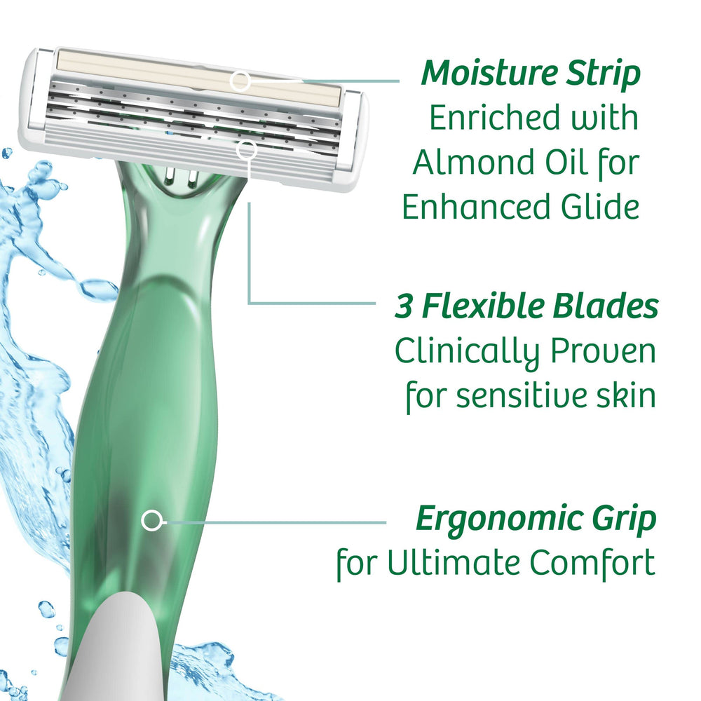 Ergonomic scented handle of BIC Soleil Escape offers comfortable grip during grooming.