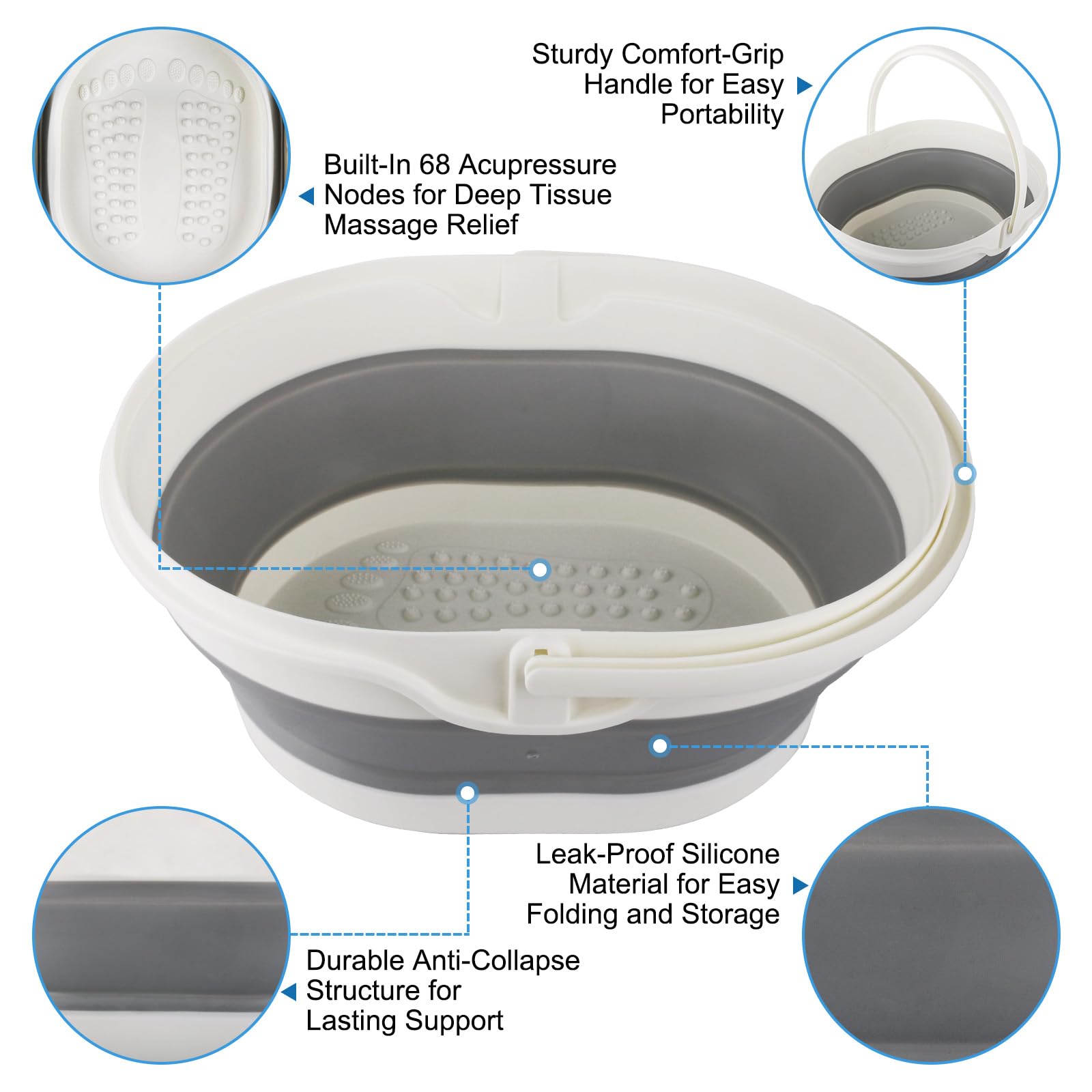 BIDFUL foot tub with 68 acupressure nodules provides gentle foot massage