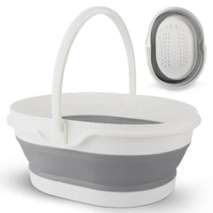 BIDFUL collapsible foot soaking tub folded for compact storage and travel ease
