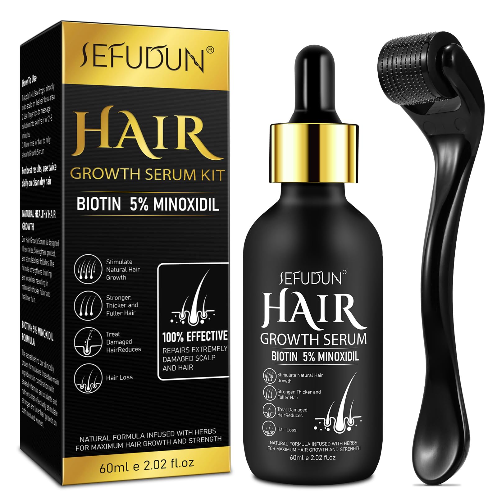 Bieyoc Minoxidil Serum bottle closeup highlighting scalp growth support