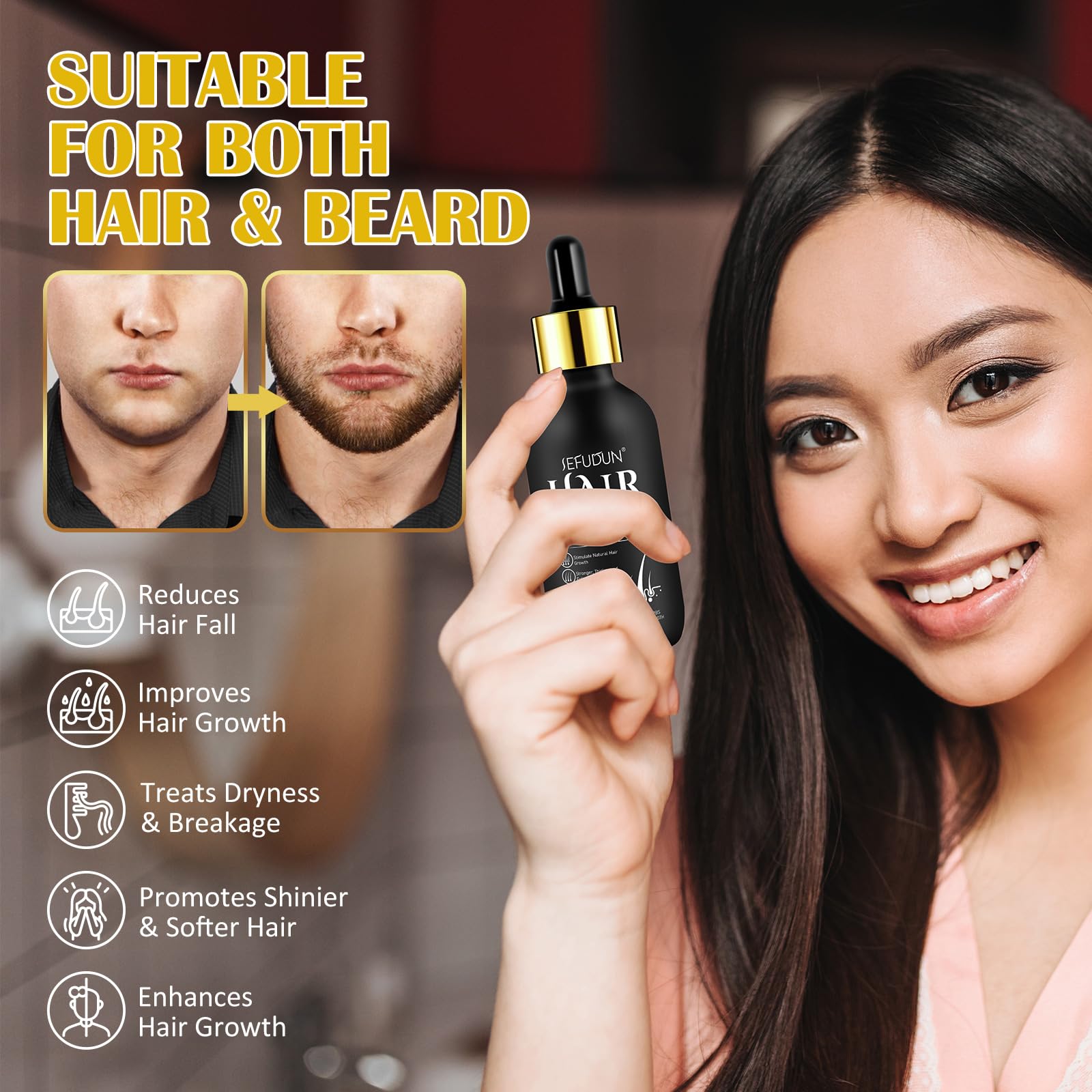 Bieyoc Minoxidil Serum scalp application showing fast absorption