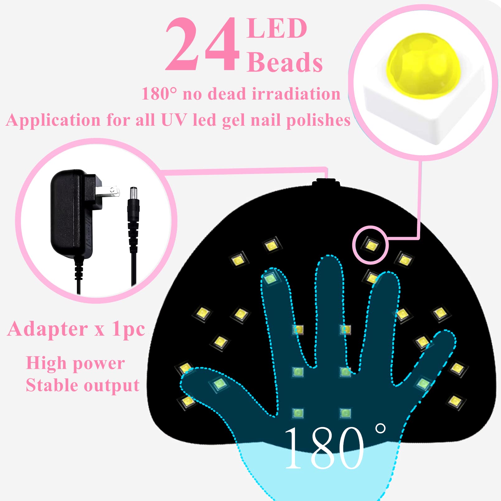 BigBear UV nail lamp side view highlighting slim portable design for travel