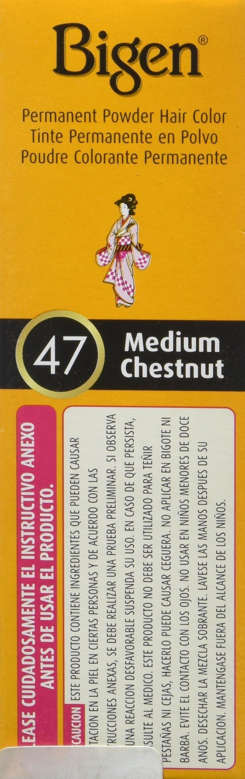 Bigen Chestnut swatch reveals rich medium brown shade for reference