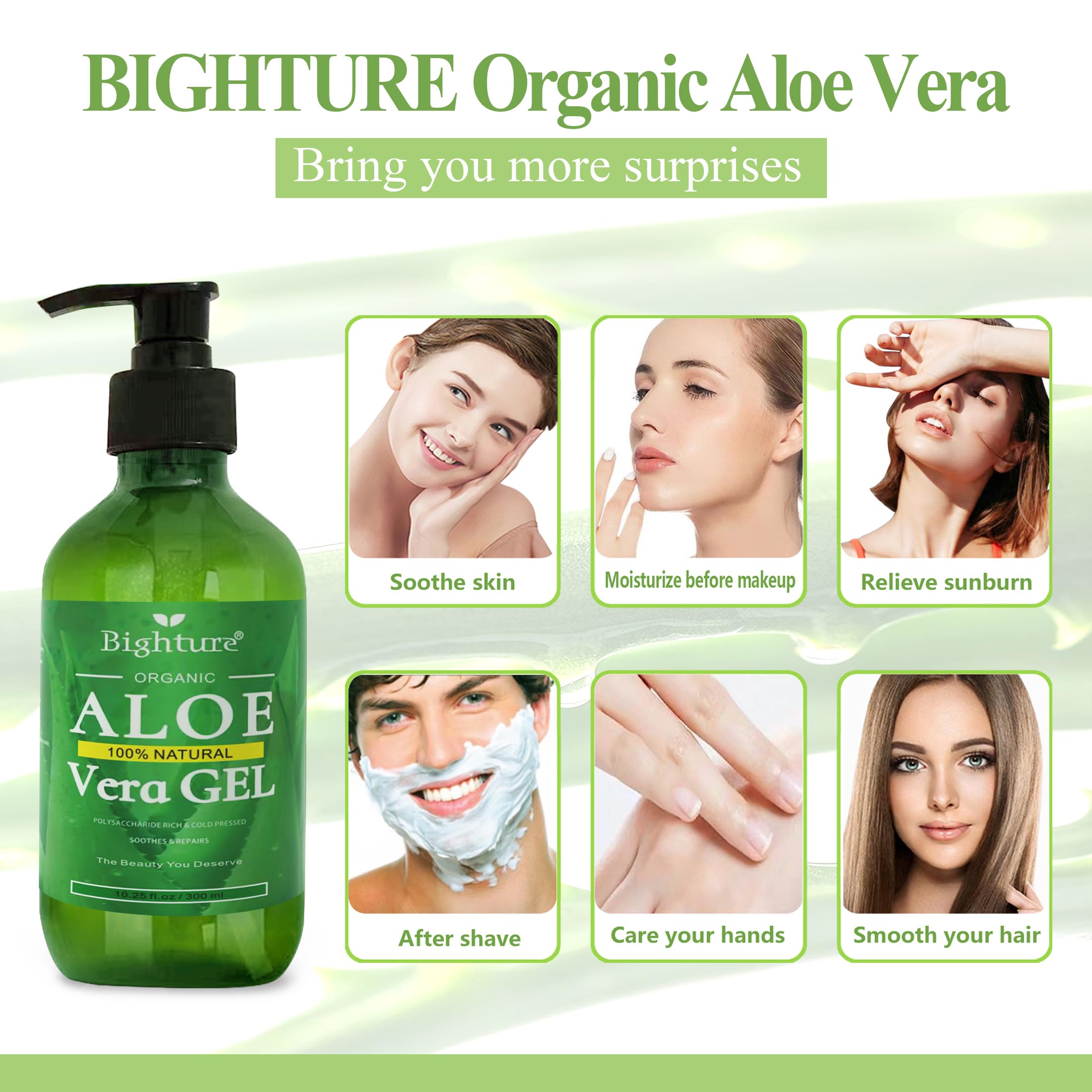 BIGHTURE Aloe Vera Gel for sun exposure soothing without heaviness.