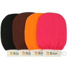 BiJun exfoliating glove packaging highlights four-color set for at-home pampering