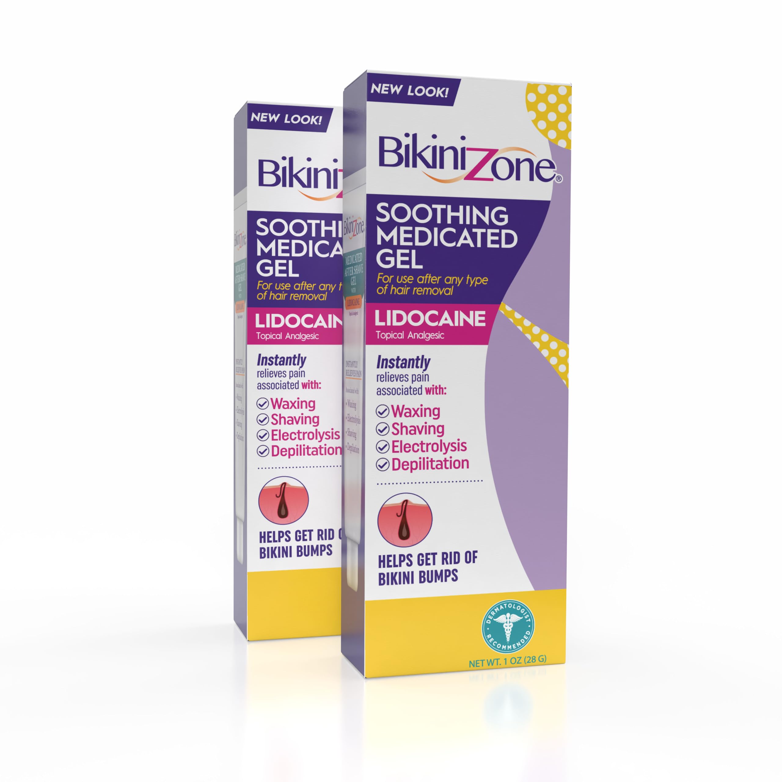 Bikini Zone medicated after shave gel bottle delivers quick soothing relief after hair removal.
